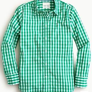 J Crew green cotton gingham slim fit button down shirt size 6